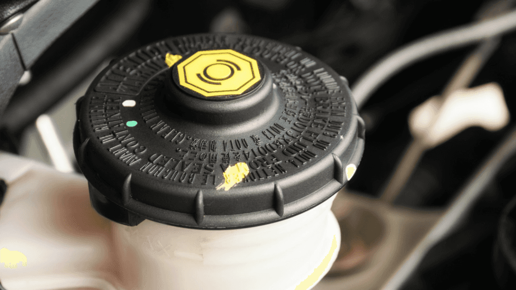 A vehicle's brake fluid reservoir