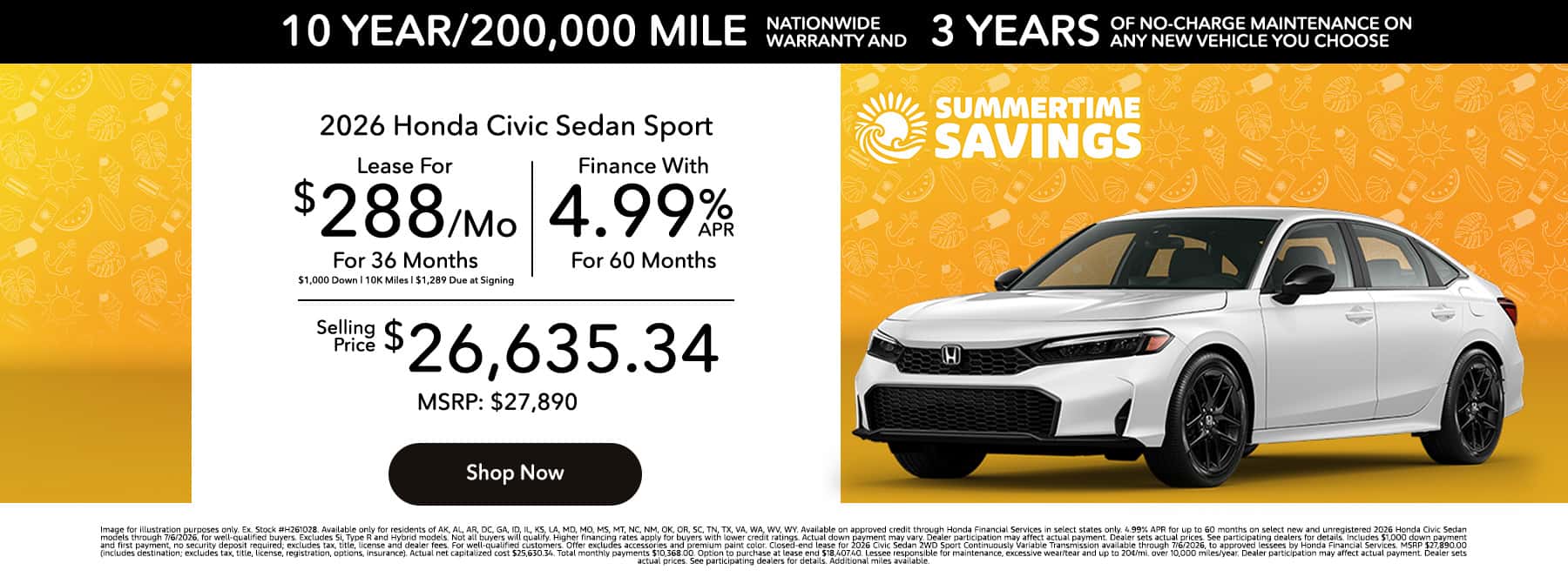 2026 Honda Civic Offer