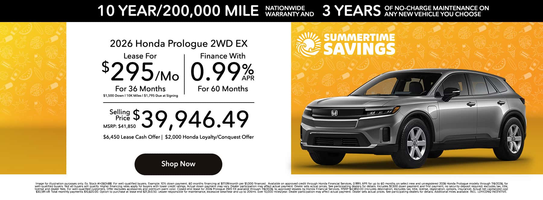 2026 Honda Prologue Offer