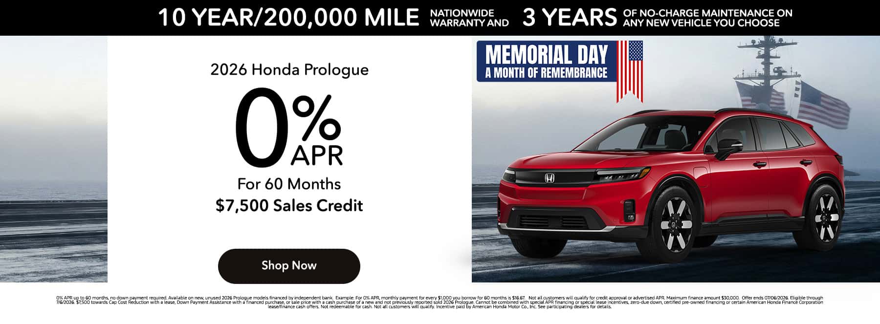 Honda Prologue Finance Offer - Updated2