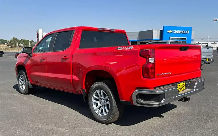 Chevy Silverado parked at the entrance of Bud Clary Chevrolet of Moses Lake