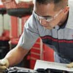 Mechanic performing Toyota Transmission Service