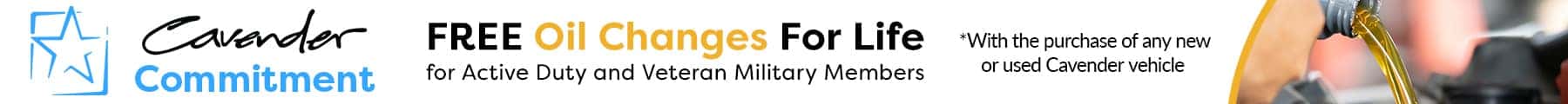 free oil change for life for active military