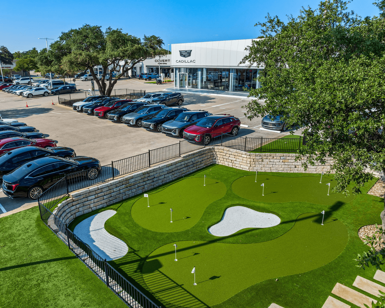 putting green in front of dealership