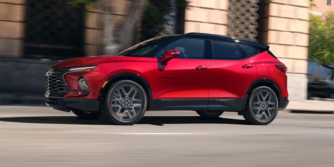 2025 Chevy Blazer driving on a city street