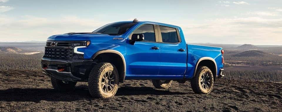2025 Chevy Silverado parked on a rocky overlook