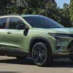 Closeup of the 2025 Chevy Trax parked at a park