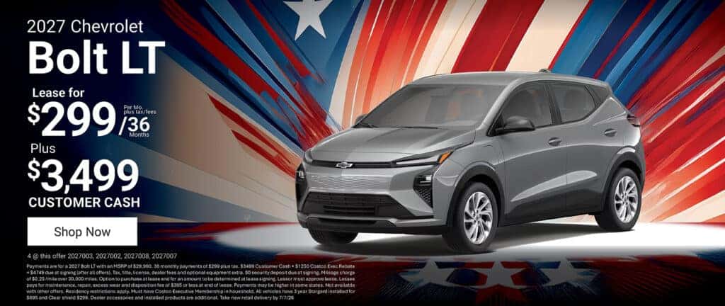 2027 Chevy Bolt LT 36 mo x $299 + tax w/ $3,499 Customer Cash