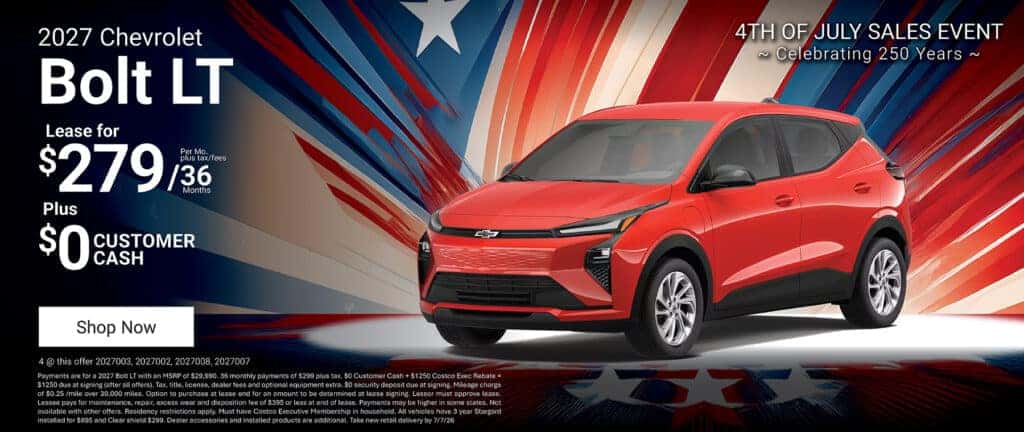 2027 Chevy Bolt LT 36 mo x $279 + tax w/ $0 Customer Cash