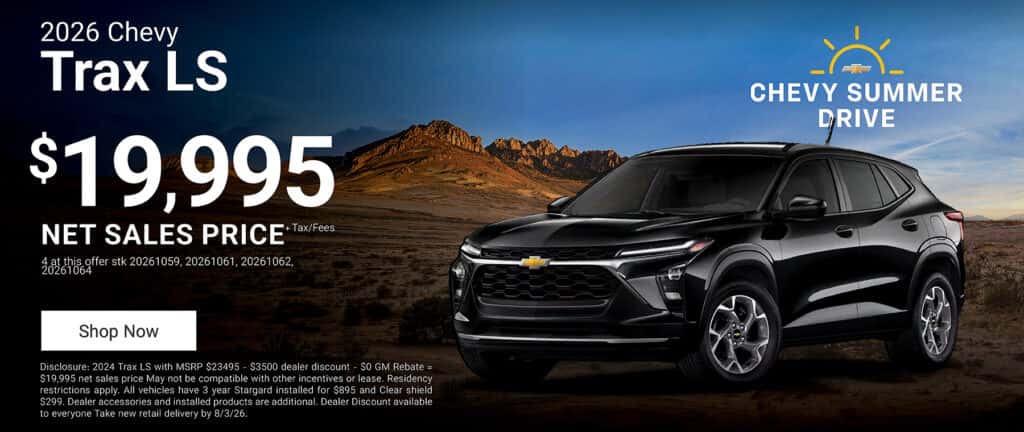 2026 Chevy Trax LS $19,995 net sales price