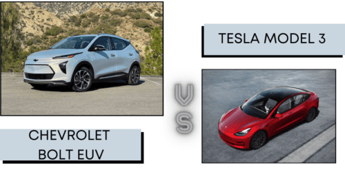 2022 Chevrolet Bolt EUV and Tesla Model 3 Vehicle Comparison