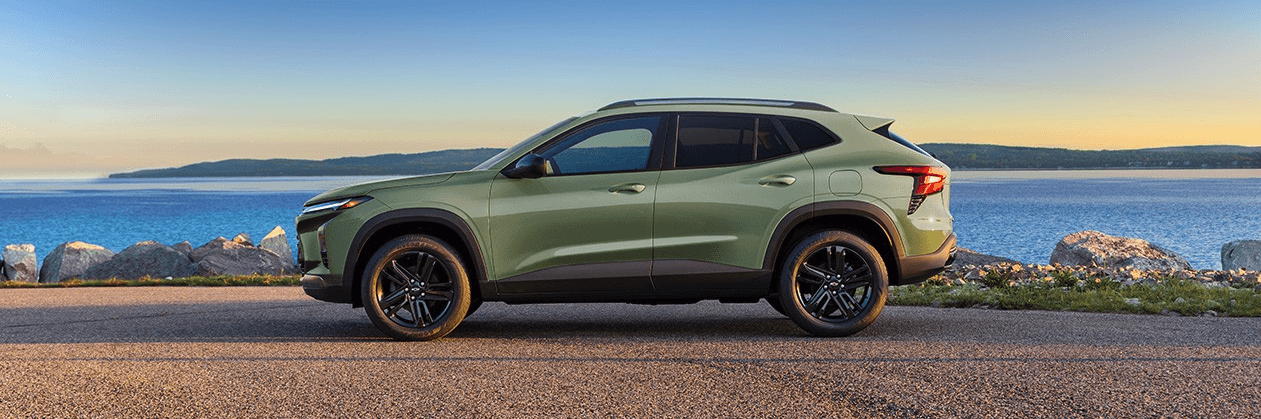 2024 Chevy Trax parked near ocean with view of water in the background