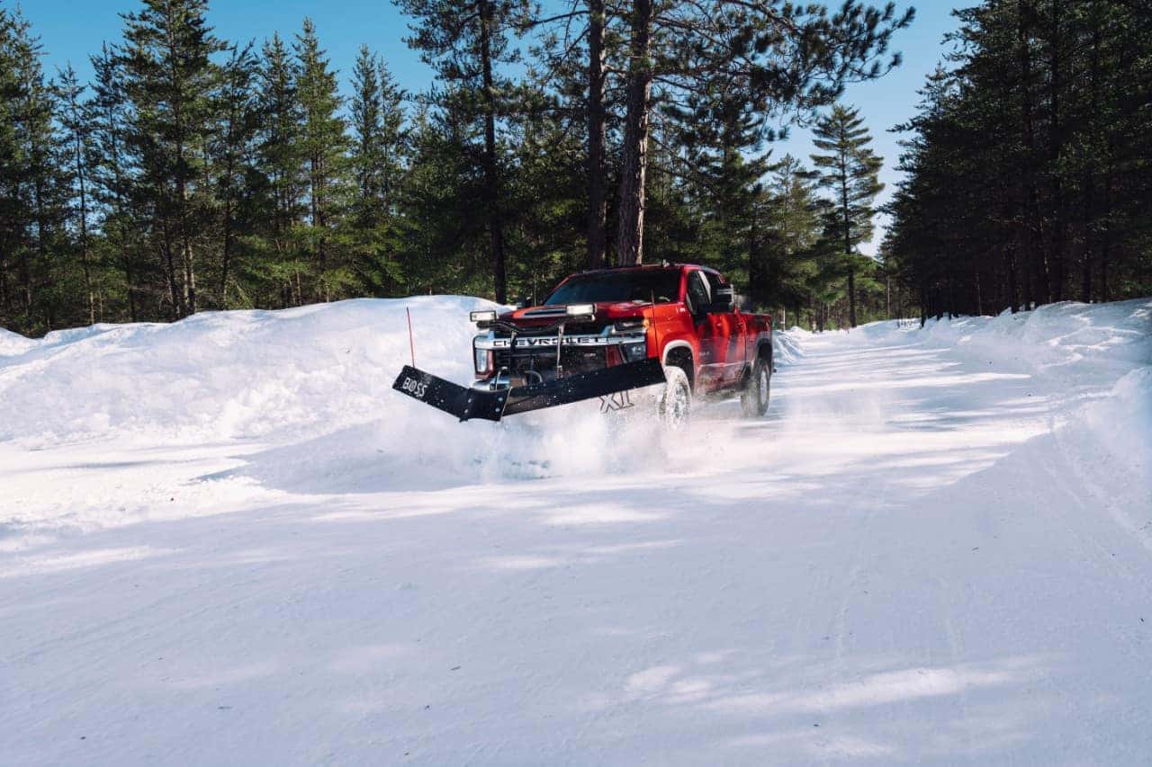 2020 Chevrolet Silverado HD plowing snow