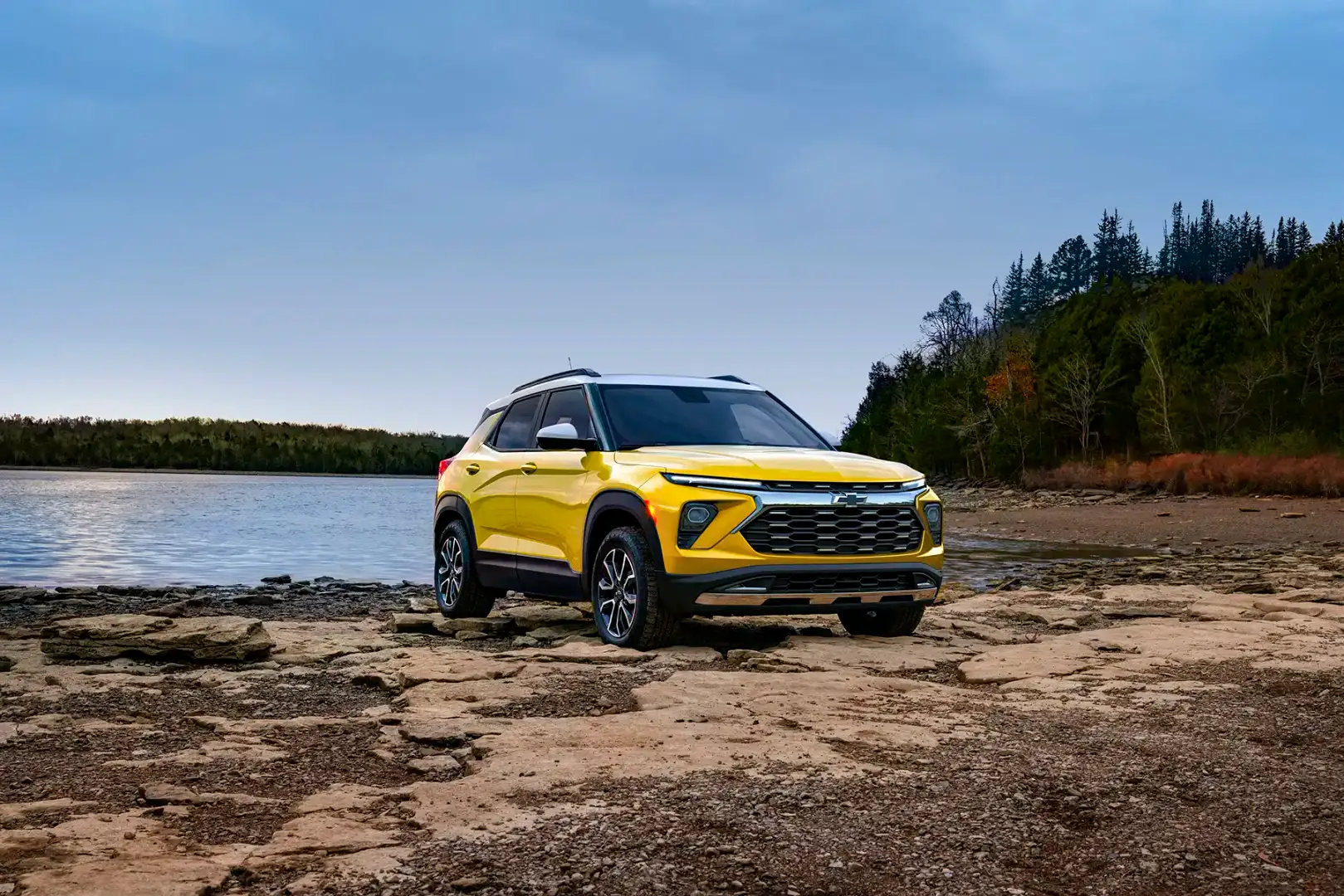 2026 Chevrolet Trailblazer ACTIV exterior with off-road styling, skid plate, and Titanium chrome grille accents