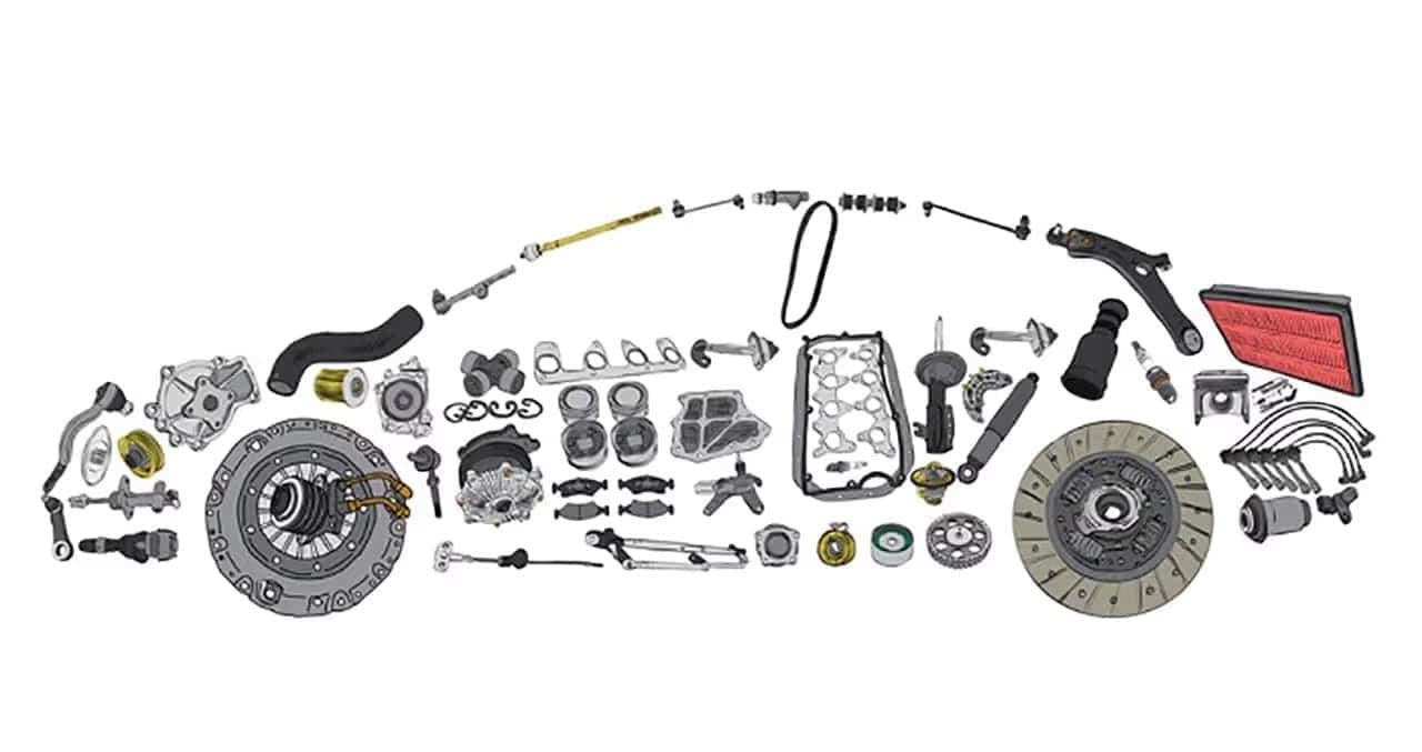 Chevy OEM Parts and GM Genuine Parts displayed at a Chevrolet parts department counter