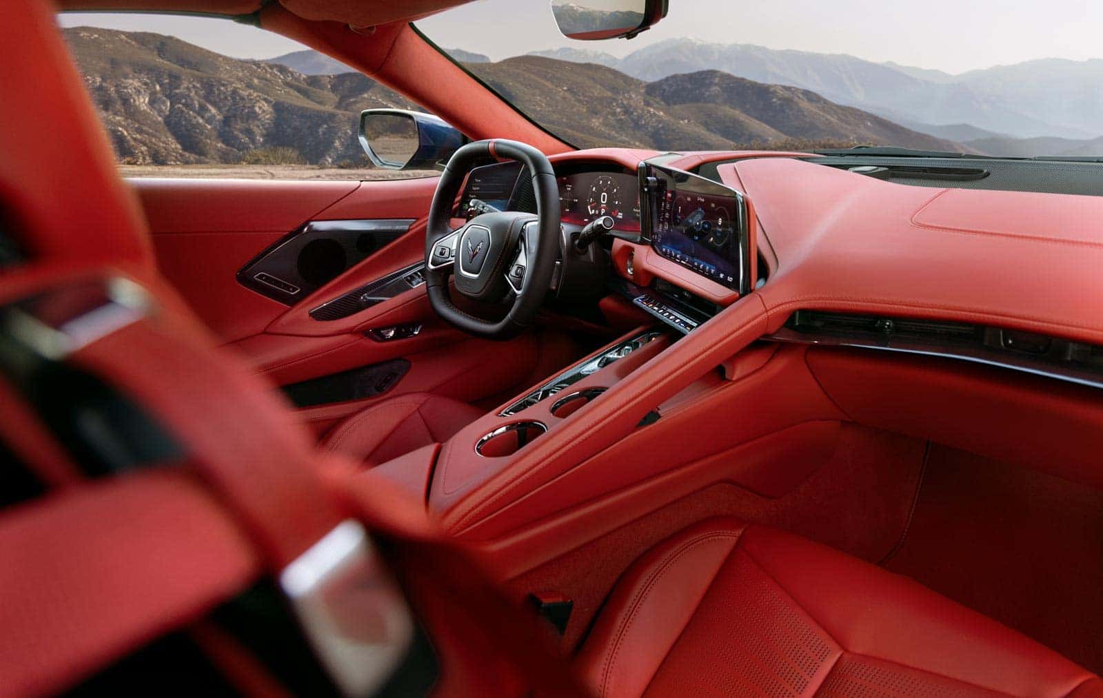 2027 Corvette Grand Sport interior with Santorini Blue Dipped treatment