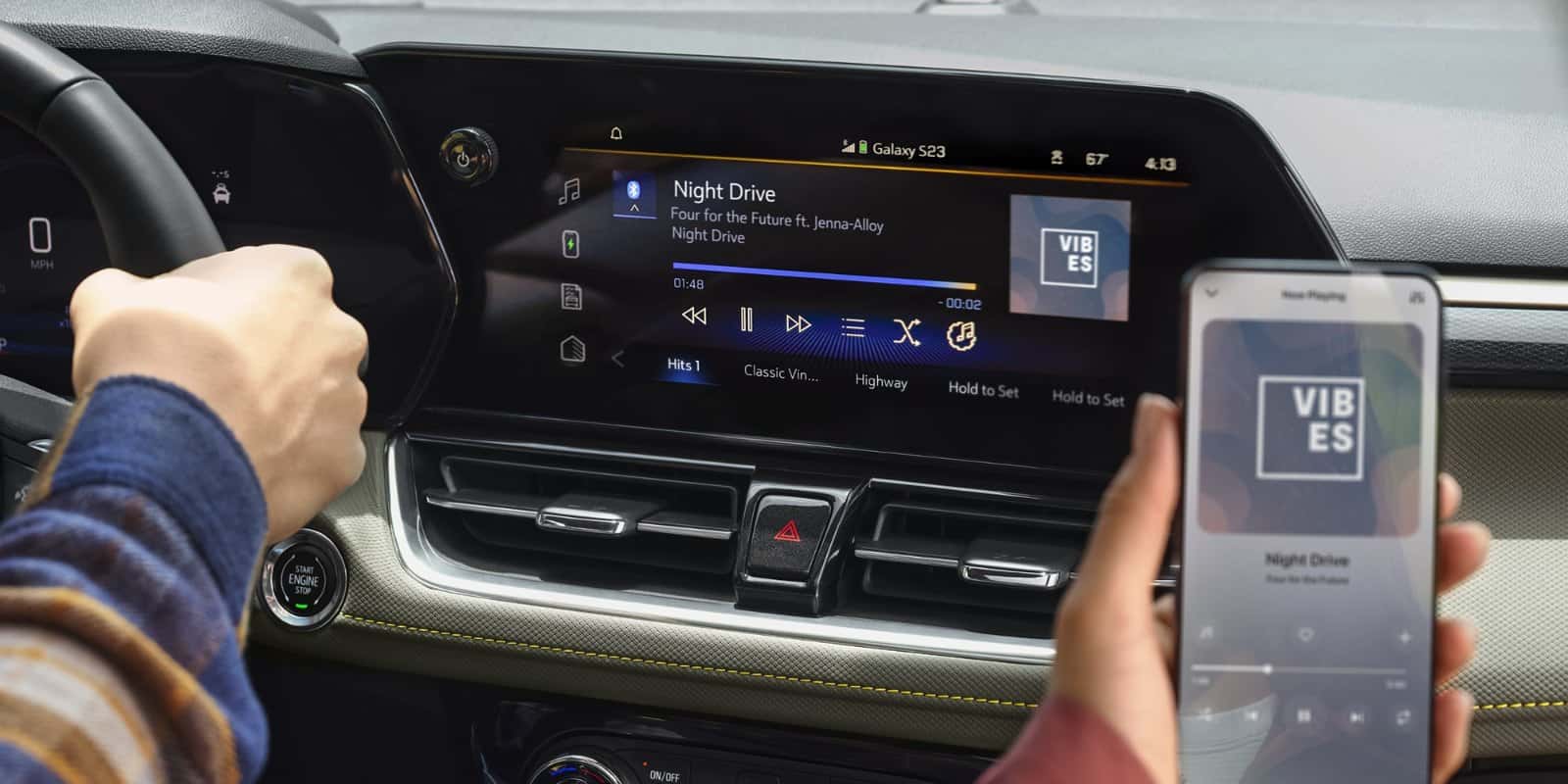 2026 Chevrolet Trailblazer interior showing the standard 11-inch HD color touchscreen with wireless Apple CarPlay and Android Auto