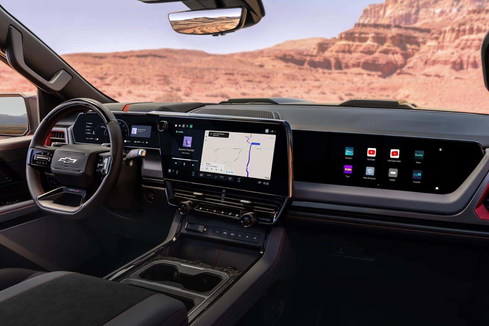 2027 Chevy Silverado 1500 interior with the 16.3-inch touchscreen