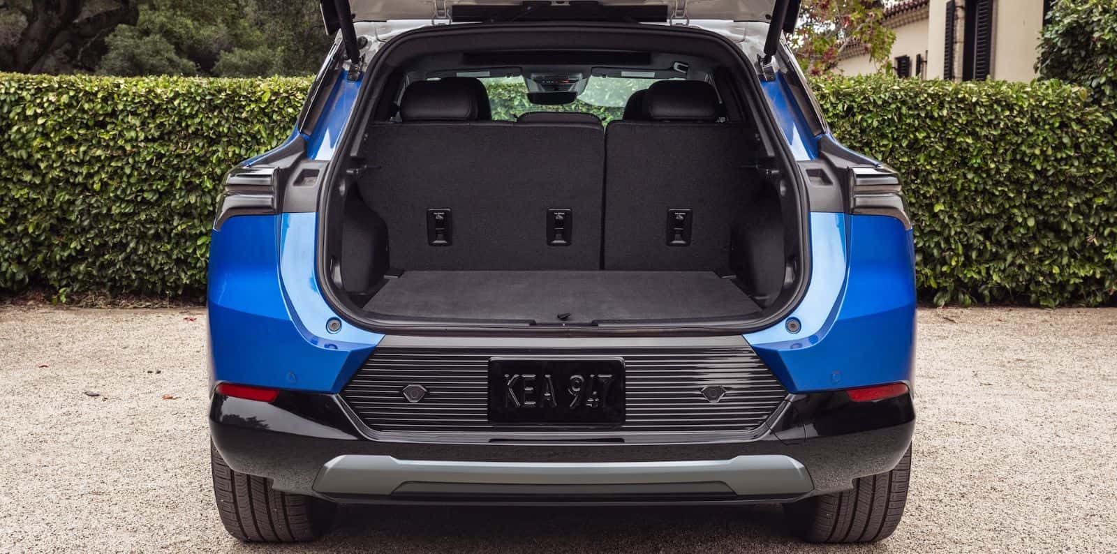 Open liftgate showing the Chevy Equinox EV cargo area