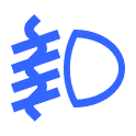 Blue Front Fog Light Indicator Dashboard Icon.