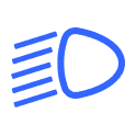 Blue Low Beam Indicator Dashboard Icon.