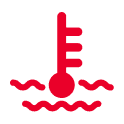 Red Engine Coolant Temperature Warning Light Dashboard Icon.