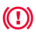 Red Parking Brake & Brake Fluid Warning Light Dashboard Icon.