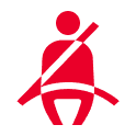 Red Seat Belt Warning Light Dashboard Icon.