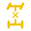 Yellow 4WD Lock Indicator Dashboard Icon.