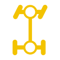 Yellow 4WD System Warning Light Dashboard Icon.