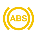 Yellow ABS Warning Light Dashboard Icon.