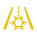 Yellow Icy Road Warning Light Dashboard Icon.