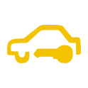 Yellow Immobilizer Indicator Dashboard Icon.