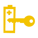 Yellow Key Low Battery Indicator Dashboard Icon.