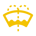 Yellow Low Washer Fluid Level Warning Indicator Dashboard Icon.