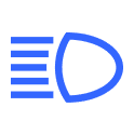 Blue High Beam Indicator Dashboard Icon.