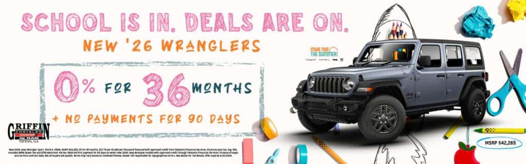 School Is In. Deals Are On. '26 Wrangler Sport
