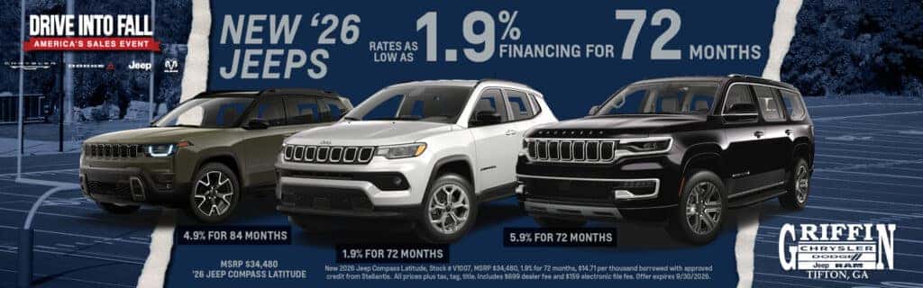Rates As Low As 1.9% Financing for 72 Months on New Jeeps!