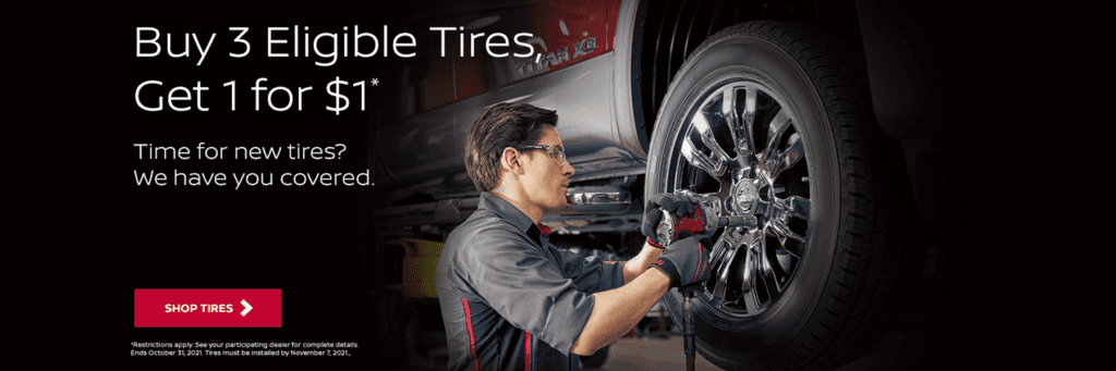 Buy 3 Tires Get One For One Dollar At Kelly Nissan of Lynnfield