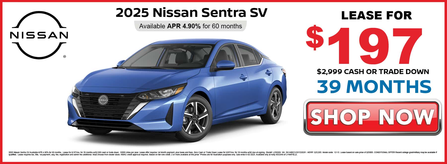 2025 Nissan Sentra SV Lease Special | May