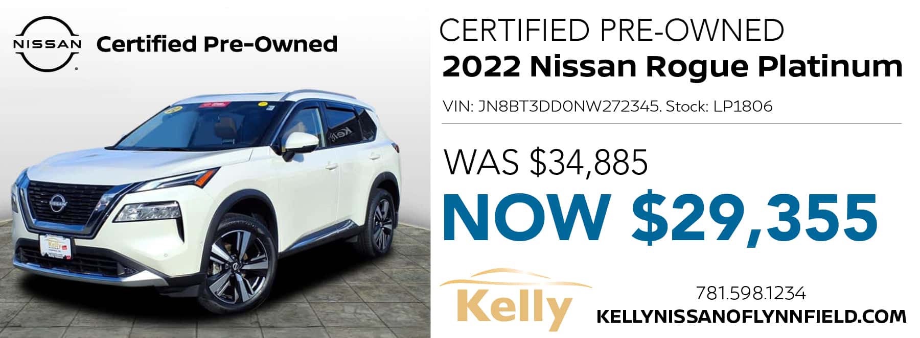 Certified Pre-Owned 2022 Nissan Rogue Platinum Was $34,885 Now $29,355