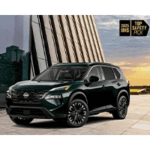 Dark Green 2026 Nissan Rogue with IIHS Top Safety Pick logo on top right corner