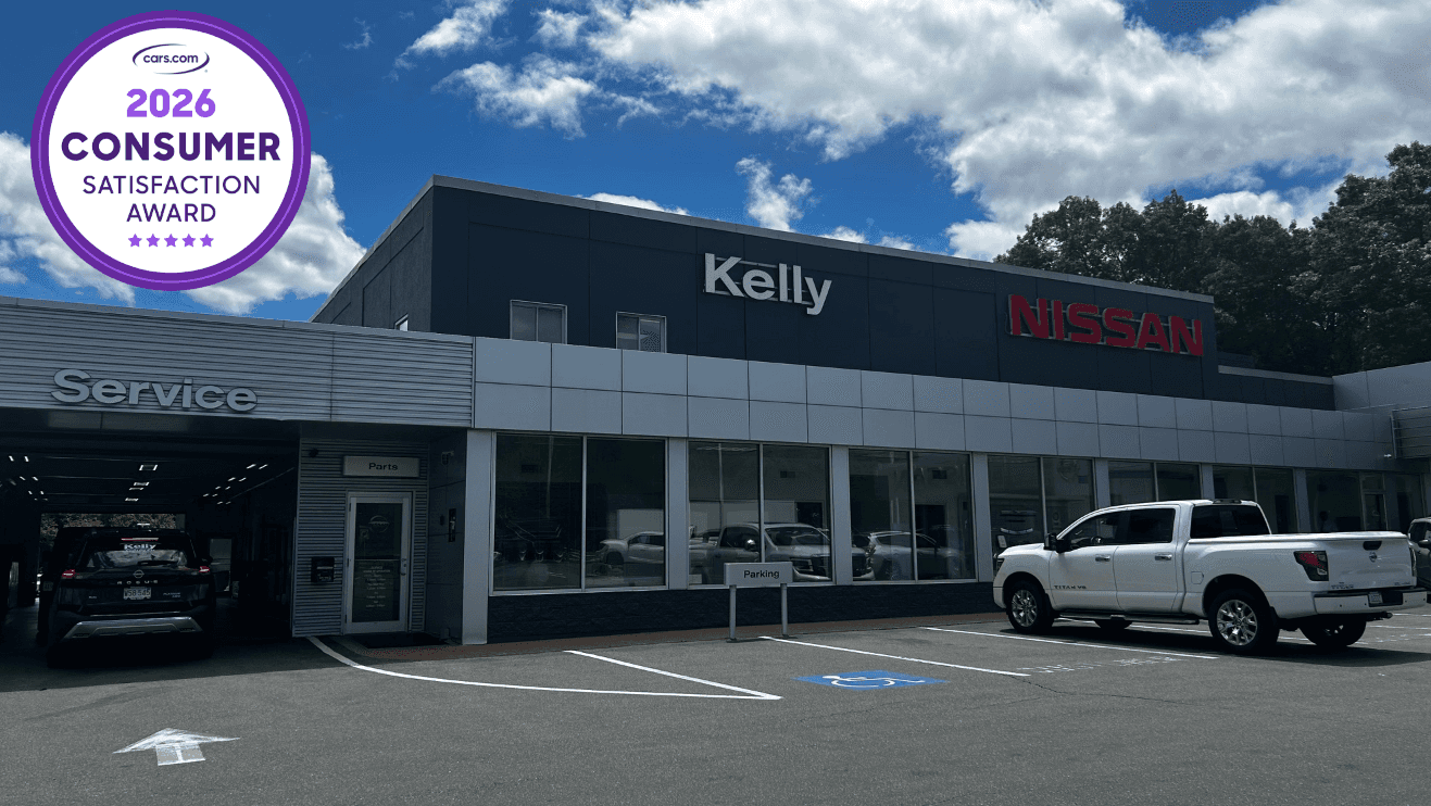 Exterior of Kelly Nissan of Lynnfield with Cars.com Award Logo on top left