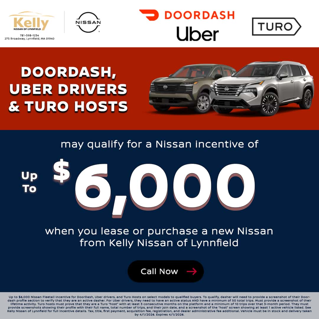 Nissan fleet and fleetail incentives for Uber drivers DoorDash drivers and Turo hosts in Massachusetts