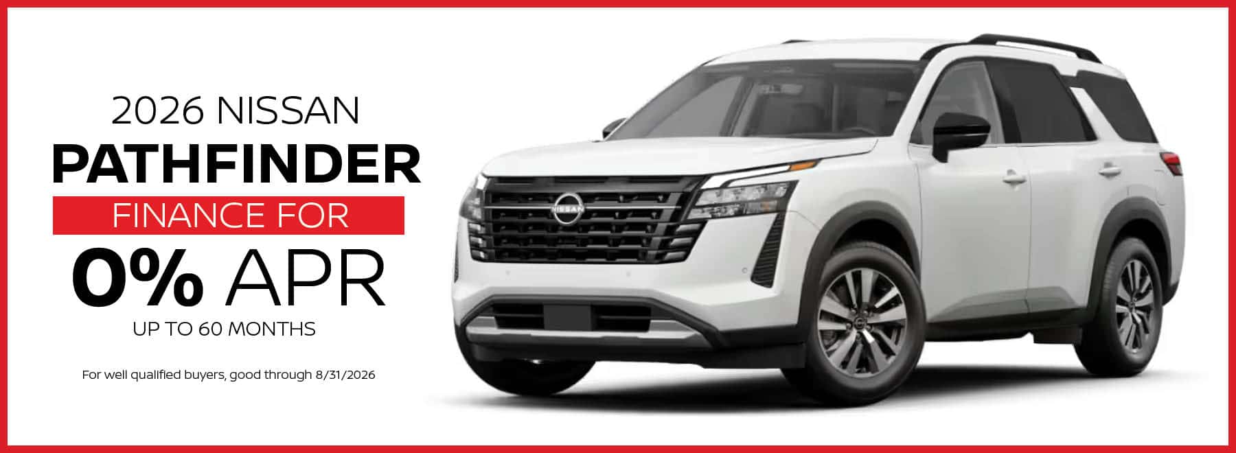 Finance the 2026 Nissan Pathfinder for 0% APR up to 60 months | July