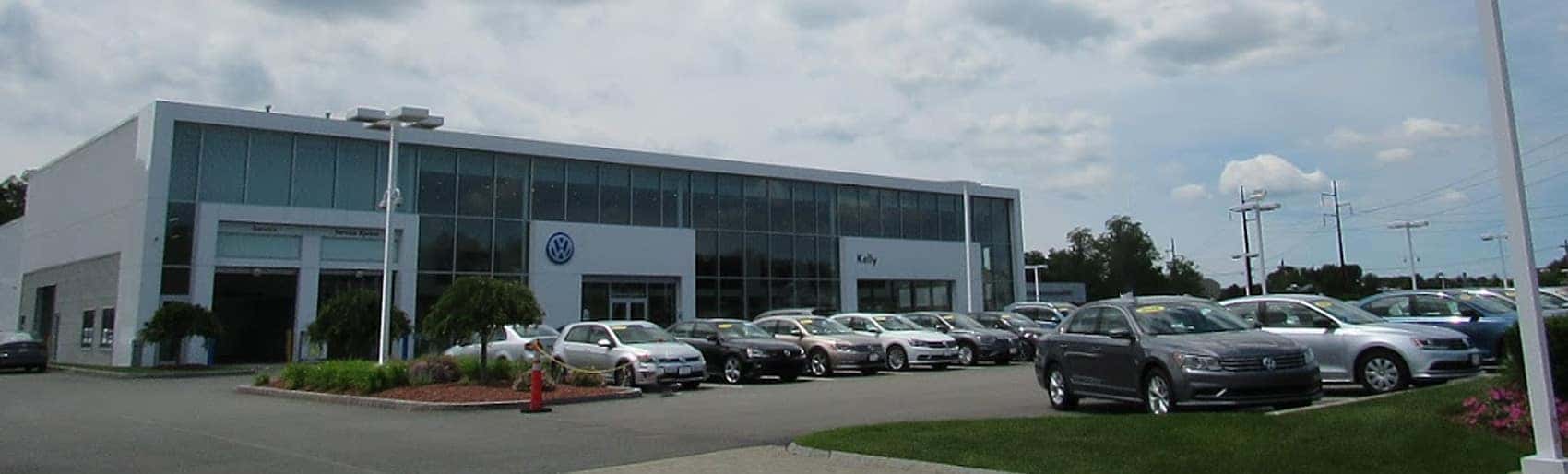 Row of Volkswagen vehicles outside Kelly Volkswagen