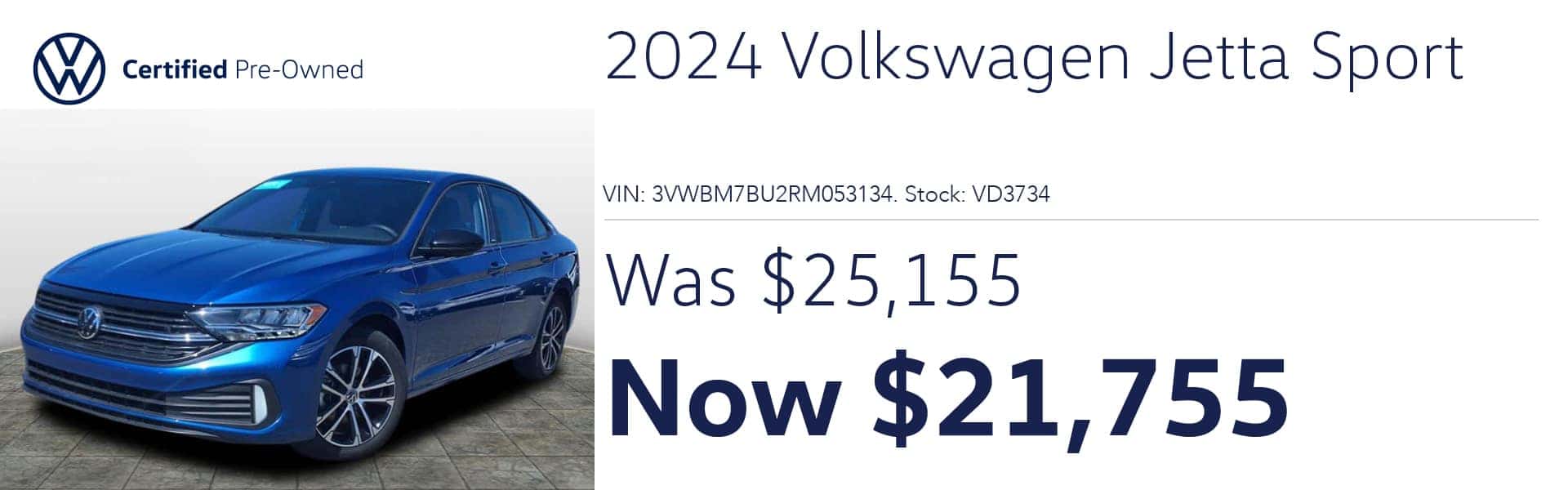 Pre-Owned 2024 VW Jetta Sport For Sale | Kelly VW Danvers MA