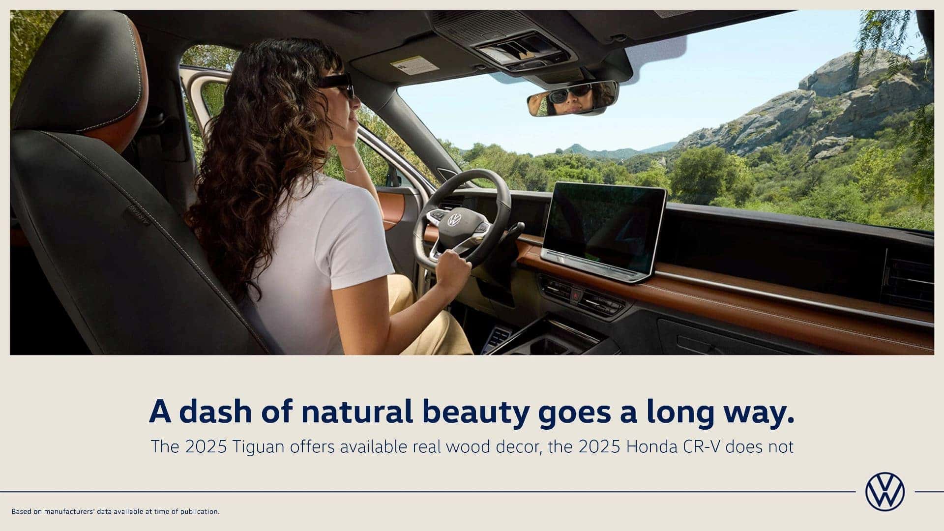 2025 Volkswagen Tiguan interior with natural light and wood décor