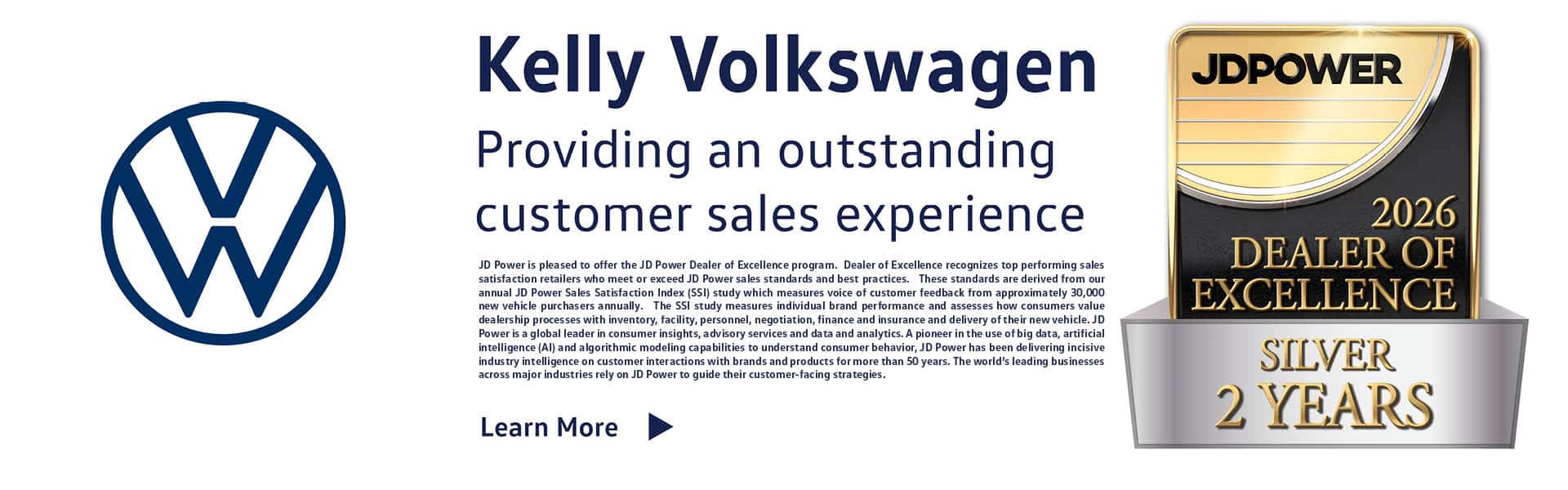 2026 Dealer of Excellence Award for Kelly VW in Danvers, MA