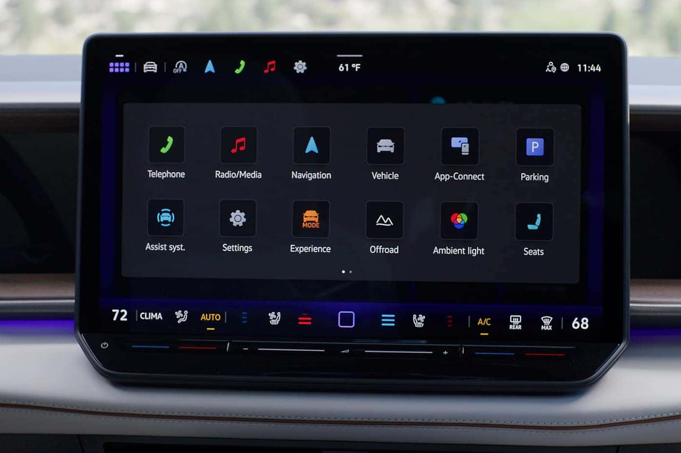 2027 Volkswagen Atlas central display and infotainment home screen